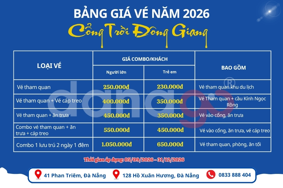 Vé Cổng Trời Đông Giang 2026