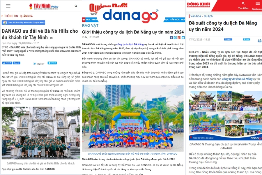 Báo chí viết về tour du lịch Đà Nẵng của đơn vị lữ hành uy tín DANAGO